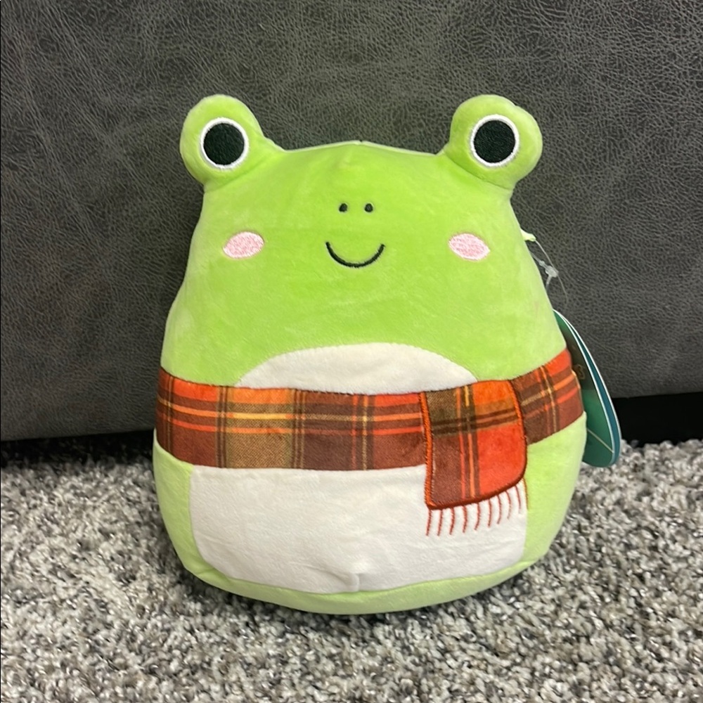 Squishmallows Green Frog with Red Scarf